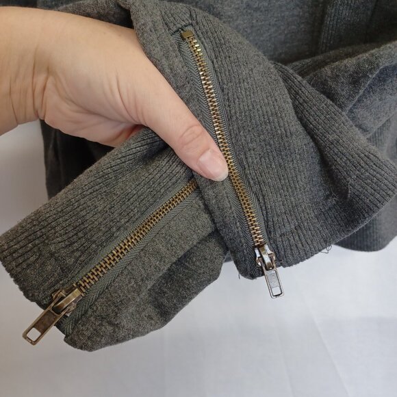 LOVE TREE Gray Cotton Blend Stretch Moto Neutral Jacket Women's Medium Coat Top - Picture 6 of 12